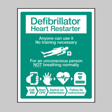 AED Sign with instructions RCUK design