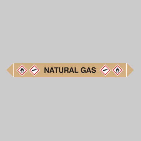 Flow marker pk of 5 natural gas 300x40mm self adhesive vinyl