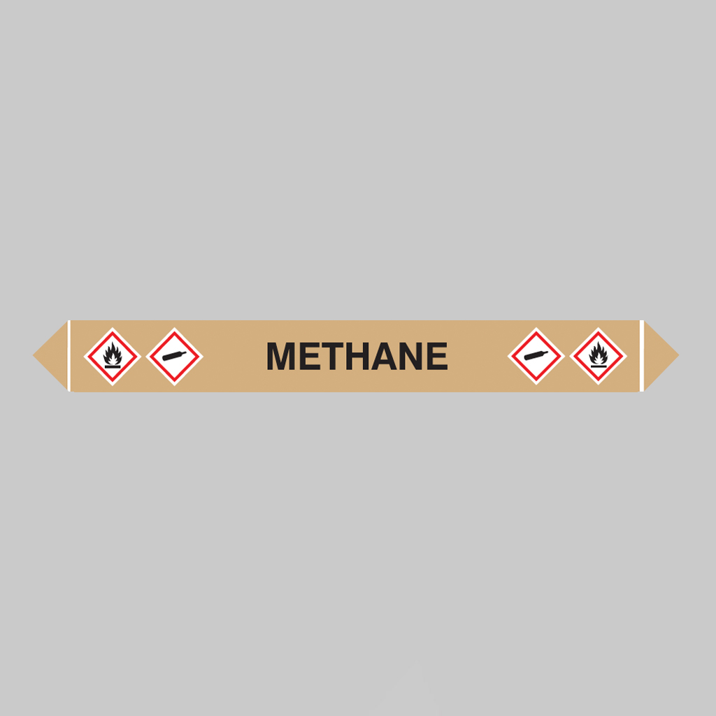 Flow Marker Pk Of 5 Methane 300X40Mm Self Adhesive Vinyl 1 Flow marker pk of 5 methane 300x40mm self adhesive vinyl