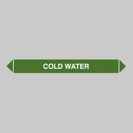 Flow marker Pk of 5 cold water 300x40mm self adhesive vinyl
