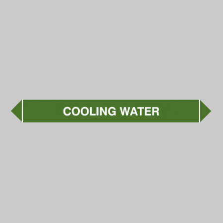 Flow marker Pk of 5 cooling water 300x40mm self adhesive vinyl