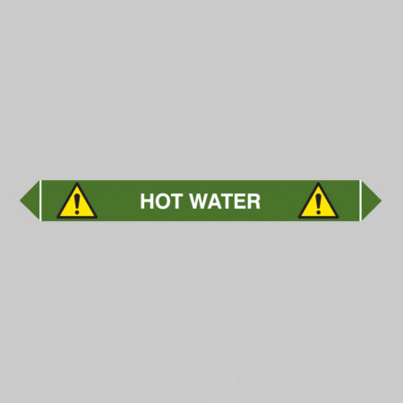 Flow marker Pk of 5 hot water 300x40mm self adhesive vinyl