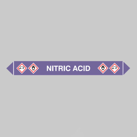 Flow marker Pk of 5 nitric acid 300x40mm self adhesive vinyl