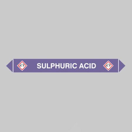 Flow marker Pk of 5 sulphuric acid 300x40mm self adhesive vinyl