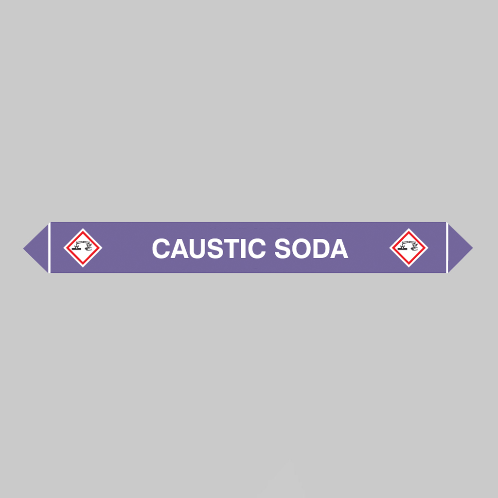 Flow Marker Pk Of 5 Caustic Soda 300X40Mm Self Adhesive Vinyl 1 Flow marker pk of 5 caustic soda 300x40mm self adhesive vinyl