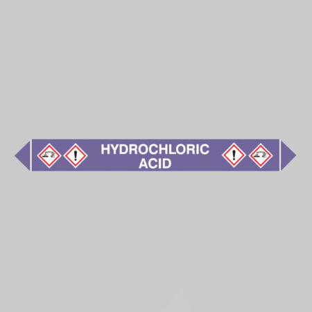 Flow marker Pk of 5 hydrochloric acid 300x40mm self adhesive vinyl