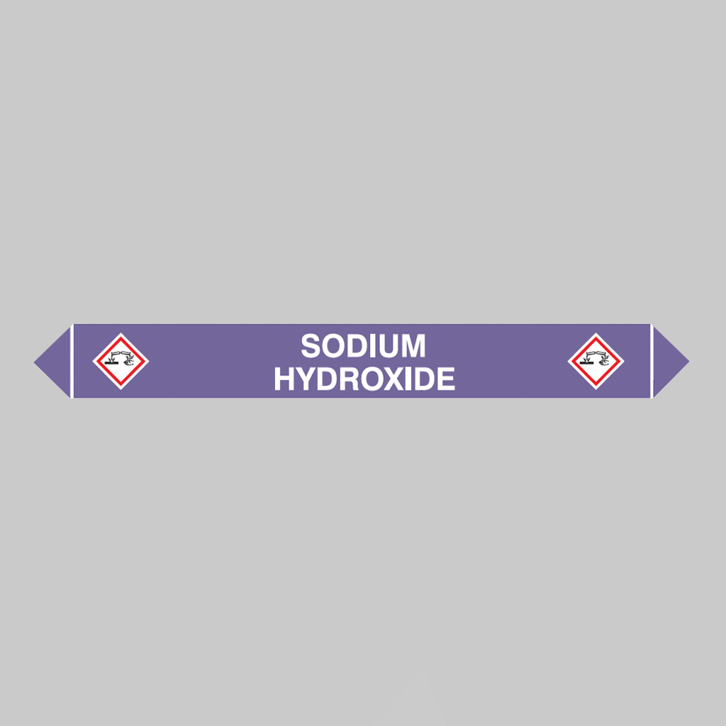 Flow Marker Pk Of 5 Sodium Hydroxide 300X40Mm Self Adhesive Vinyl 1 Flow marker pk of 5 sodium hydroxide 300x40mm self adhesive vinyl