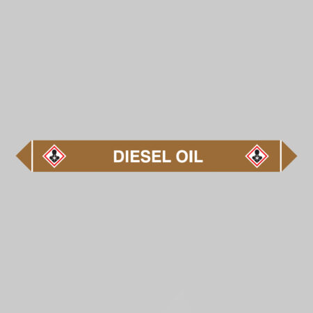 Flow marker Pk of 5 diesel oil 300x40mm self adhesive vinyl
