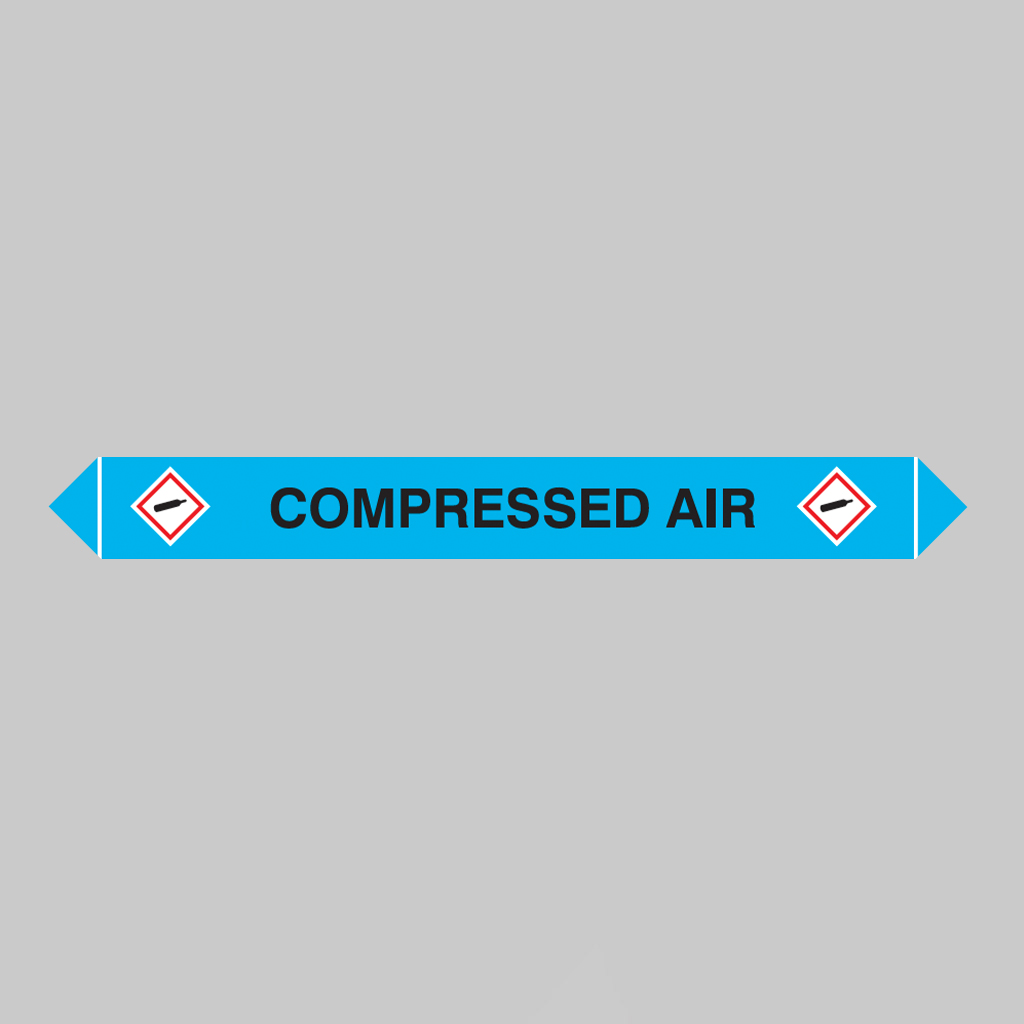 Flow Marker Pk Of 5 Compressed Air 300X40Mm Self Adhesive Vinyl 1 Flow marker pk of 5 compressed air 300x40mm self adhesive vinyl