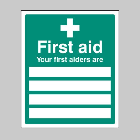 First aiders are (space for 4) adapt-a-sign 215x310mm