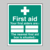 First aiders the nearest first aid box is situated adapt-a-sign 215x310mm