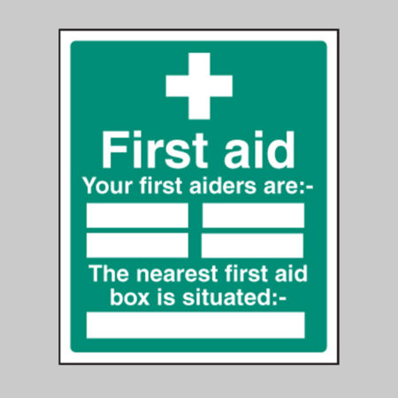 First aiders the nearest first aid box is situated adapt-a-sign 215x310mm