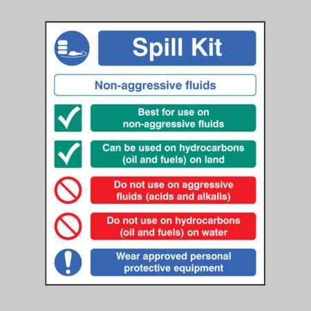 Spill kit non-agressive fluids