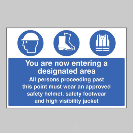 Entering designated area must wear helmet, footwear & jacket