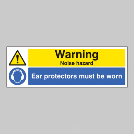 Warning noise hazard ear protectors must be worn