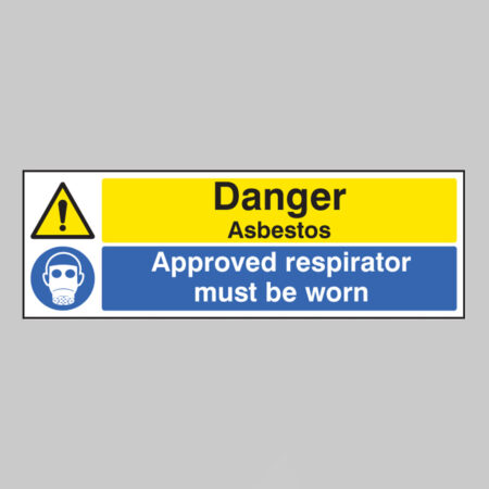 Danger asbestos approved respirator must be worn