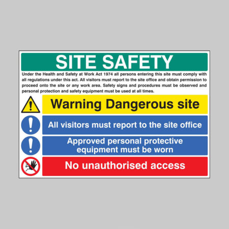 Site safety dangerous site, visitors to site office, PPE, no unauthorised access