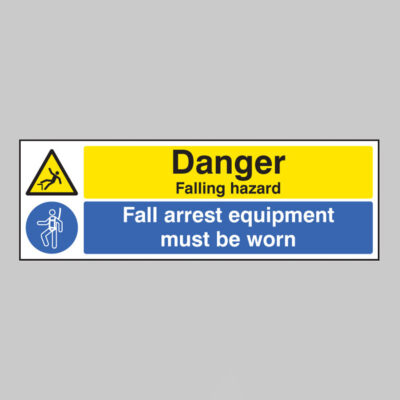 Danger falling hazard fall arrest equipment must be worn