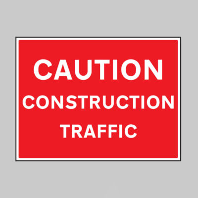 Caution construction traffic banner c/w eyelets 1270x610mm