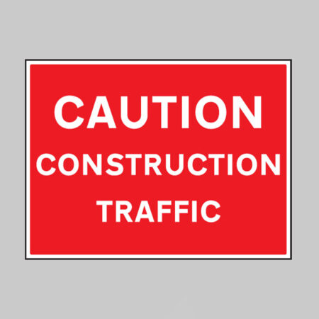Caution construction traffic banner c/w eyelets 1270x610mm