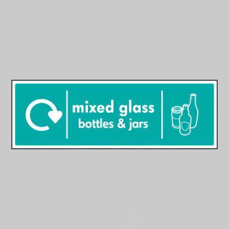 Mixed glass bottles & jars - WRAP Recycling sign