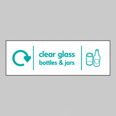 Clear glass bottles & jars - WRAP Recycling sign