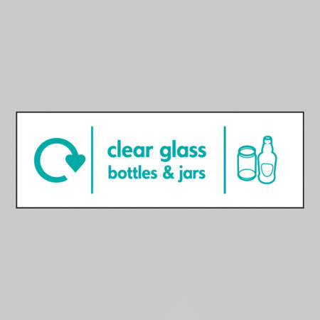Clear glass bottles & jars - WRAP Recycling sign