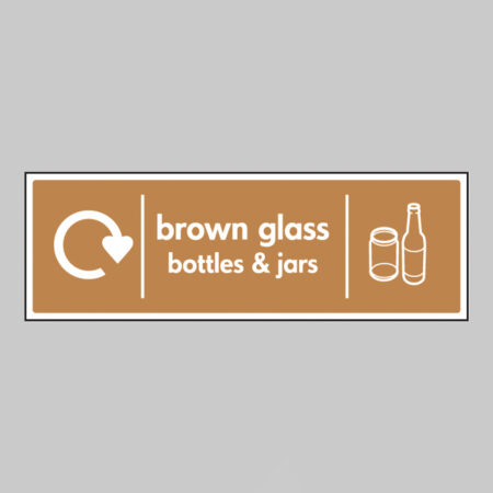 Brown glass bottles & jars - WRAP Recycling sign