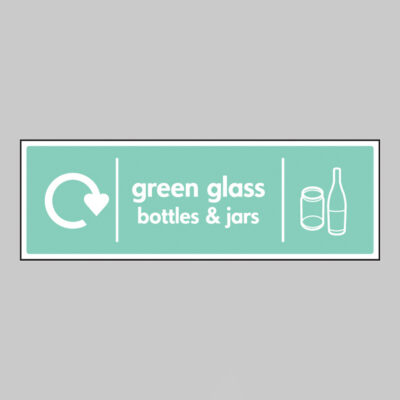 Green glass bottles & jars - WRAP Recycling sign