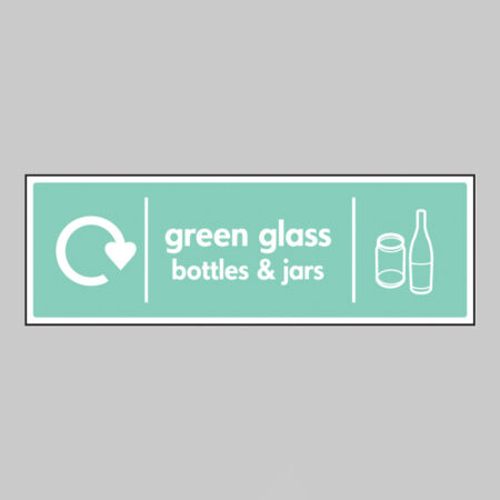 Green glass bottles & jars - WRAP Recycling sign