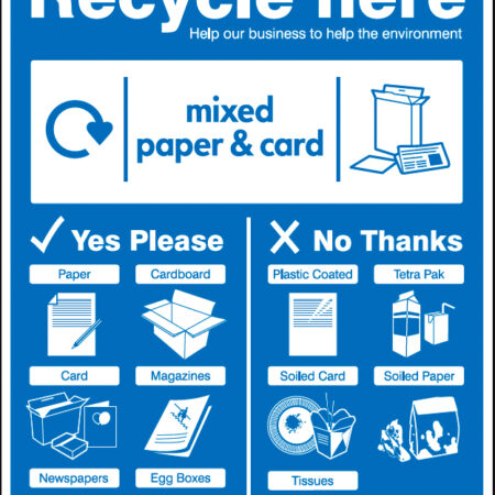 Paper & Cardboard - WRAP Recycle here sign