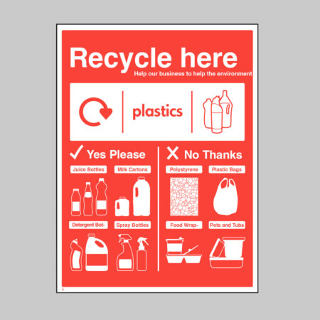 Plastic bottles - WRAP Recycle here sign