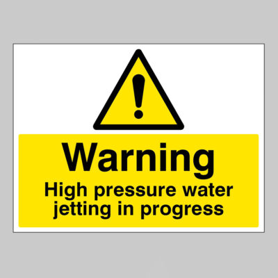 Warning High pressure water jetting in progress