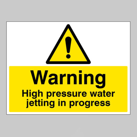 Warning High pressure water jetting in progress
