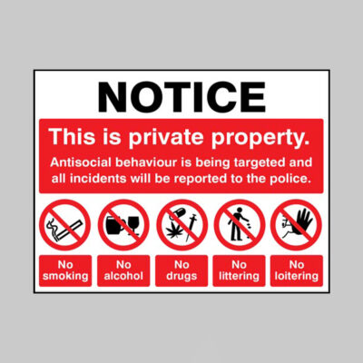 Notice This is private property Antisocial behaviour is being targeted
