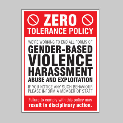 Zero tolerance policy - gender based violence, harassment, abuse & exploitation