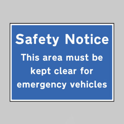 Safety notice this area must be kept clear for emergency vehicles