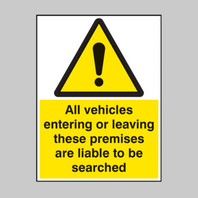 All vehicles entering or leaving liable to be searched