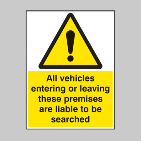 All vehicles entering or leaving liable to be searched