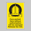 Cars parked here without authorisation will be clamped release fee £50