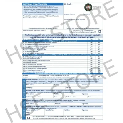 Permit To Work - Electrical - Pad of 50