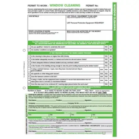 Permit To Work - Window Cleaning - Pad of 50